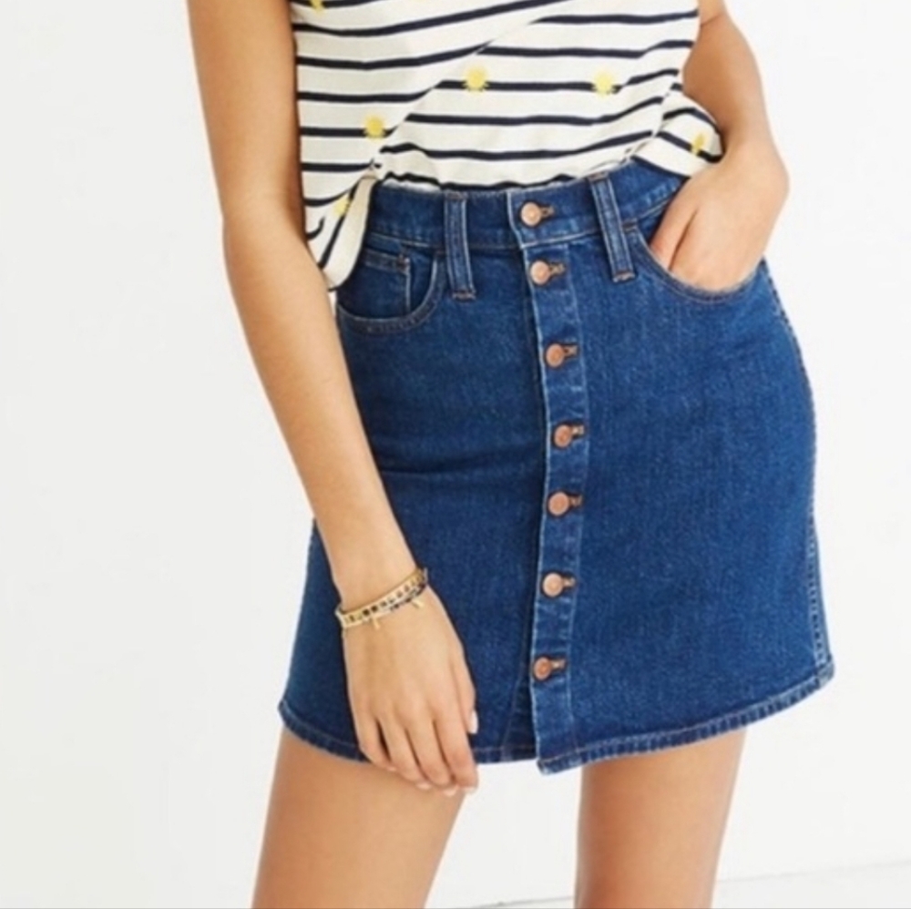 Madewell Indigo Button-Down Denim Skirt